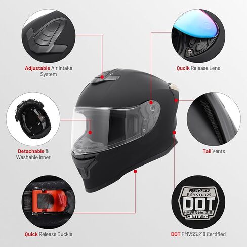 DOT Full Face Motorcycle Helmet DOT Approved Motorbike Racing Street Bike Lightweight Helmet for Adult in Kuwait