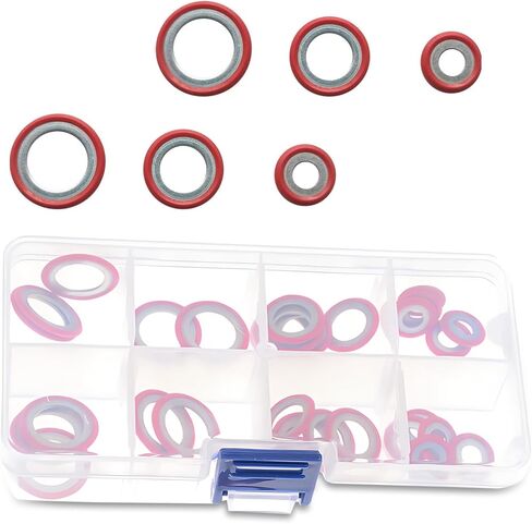 30 PCS A/C Gasket, Air Conditioning Compressor Gasket Kit, AC O Ring Kit, Specifications Leak-Proof O-Ring Replacement (Red) in Saudi Arabia