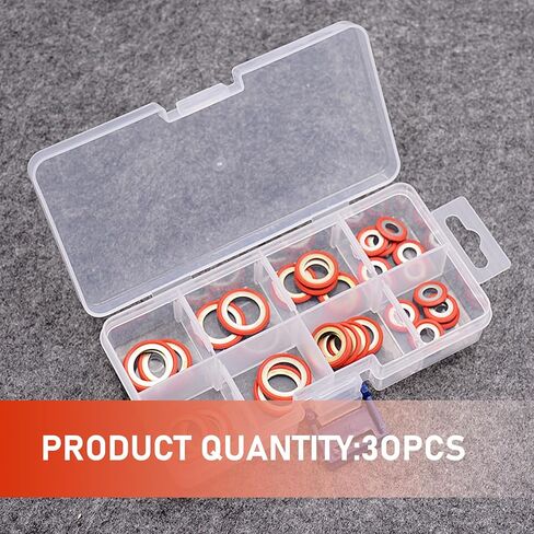 30 PCS A/C Gasket, Air Conditioning Compressor Gasket Kit, AC O Ring Kit, Specifications Leak-Proof O-Ring Replacement (Red) in Saudi Arabia