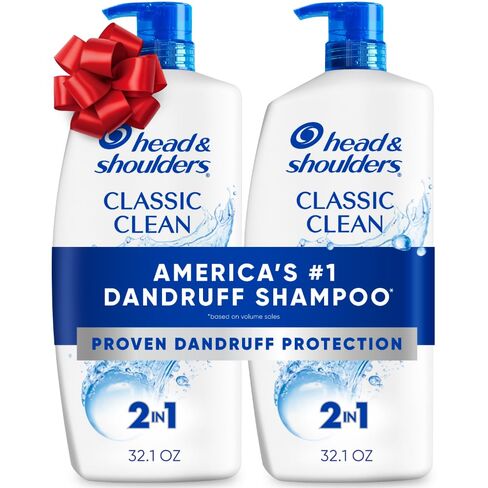Head and Shoulders Shampoo and Conditioner 2 in 1, Anti Dandruff Treatment & Scalp Care, Classic Clean Scent, for All Hair Types including Color Treated, Curly or Textured Hair, 32.1 fl oz, Twin Pack in Kuwait