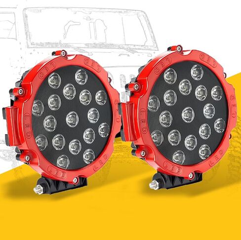 Hillsking Off Road Lights,51W 5100LM led pod Lights,DC9-50V Auxiliary Light Bars for Trucks Bumper Tractor led Light pods, Super Bright Offroad Lighting,2 Pack/Red in Saudi Arabia