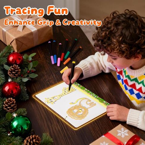 16" LumiBoard LED Drawing Board for Kids - 7 Colors & 10 Modes Rechargeable Acrylic LED Note Board with 7 Markers Cleaning Kit, Birthday & Christmas Gifts for Kids/Girls/Teens in Saudi Arabia