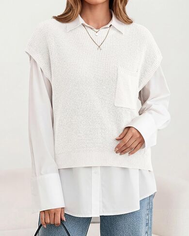 KIRUNDO Womens Spring Cap Sleeve Tops 2024 Summer Casual Crew Neck Lightweight Sweater Vest Ribbed Knit Pullover in Kuwait