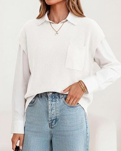 KIRUNDO Womens Spring Cap Sleeve Tops 2024 Summer Casual Crew Neck Lightweight Sweater Vest Ribbed Knit Pullover in Kuwait