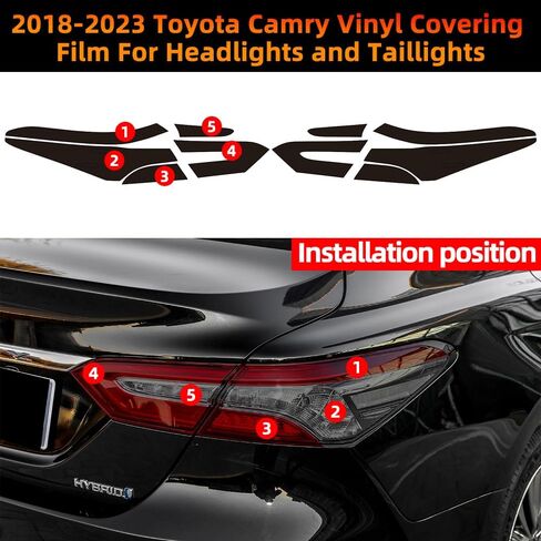 PreCut Vinyl Smoke Tint for 2018-2023 8th Gen Toyota Camry Headlight&Taillight (Headlight &Taillight Films), dewo4315 in Saudi Arabia