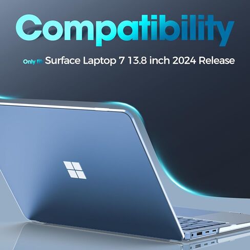 حافظة حماية ProCase لجهاز كمبيوتر محمول Microsoft Surface 7 إصدار 2024 مقاس 13.8 بوصة، غطاء صلب شفاف بتصميم متين وخفيف الوزن - كريستال in Saudi Arabia