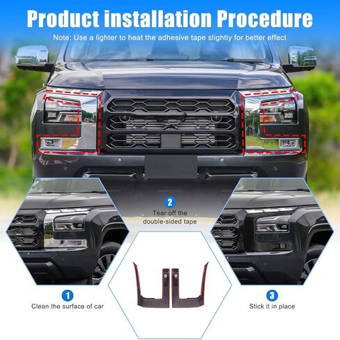Front Headlight Eyebrow Cover for M-itsubishi Triton & L200 2024 2025 Accessories, ABS Car Front Bumper Headlight Lamp Frame Eyebrow Trim 2Pcs (Glossy Black) in Saudi Arabia