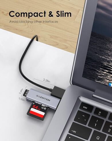 LENTION USB C to SD/Micro SD Card Reader, Type C SD 3.0 Card Adapter Compatible 2023-2016 MacBook Pro 13/15/16, New Mac Air/iPad Pro/Surface, S20/S10/S9/S8/Plus/Note, More (CB-C7, Space Gray) in Kuwait