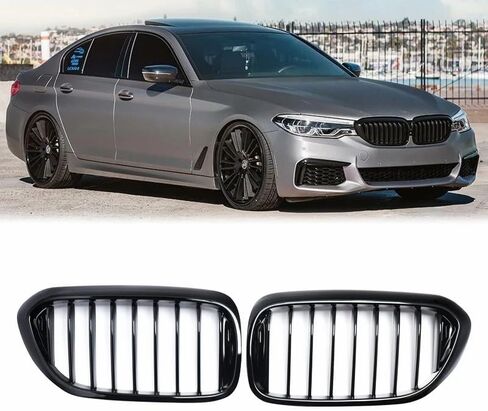 استبدال شبكة الكلى الأمامية F10 Grill متوافق مع 2010-2017 BMW 5 Series F10 F11 F18 سيدان 520i 528i 535d 535i 550i مادة ABS سهلة التركيب (شريحة واحدة سوداء لامعة، F10 (2010-2016)) in Saudi Arabia