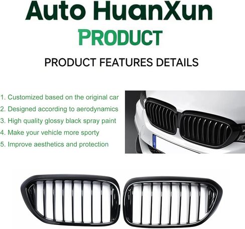 استبدال شبكة الكلى الأمامية F10 Grill متوافق مع 2010-2017 BMW 5 Series F10 F11 F18 سيدان 520i 528i 535d 535i 550i مادة ABS سهلة التركيب (شريحة واحدة سوداء لامعة، F10 (2010-2016)) in Saudi Arabia