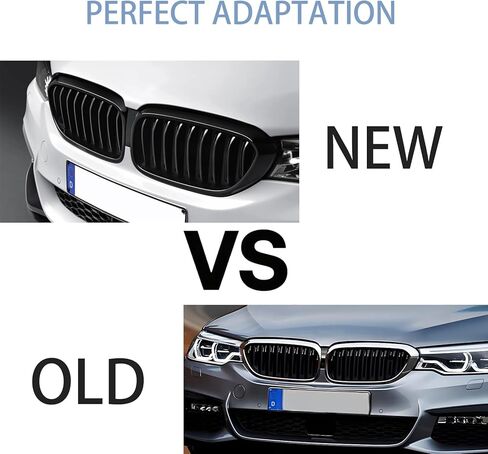 استبدال شبكة الكلى الأمامية F10 Grill متوافق مع 2010-2017 BMW 5 Series F10 F11 F18 سيدان 520i 528i 535d 535i 550i مادة ABS سهلة التركيب (شريحة واحدة سوداء لامعة، F10 (2010-2016)) in Saudi Arabia