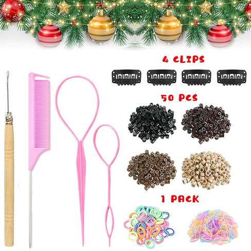 Hair Tinsel Kit With Tool 3200 strands Tinsel Hair Extensions 12 Colors Fairy Hair Tinsel, Sparkling Shiny Hair Tinsel Heat Resistant (Plier+Pulling Needle+Comb+2pcs Tool Loop+100 Dark Beads) in Kuwait