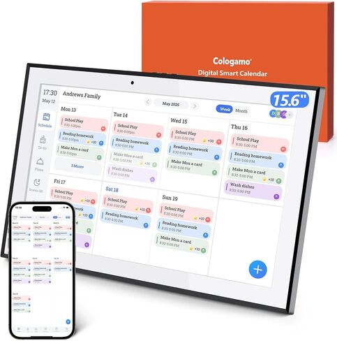 تقويم رقمي ذكي مقاس 10.1 بوصة ومخطط مهام، شاشة تفاعلية تعمل باللمس بدقة 1920 * 1080 بكسل كاملة الوضوح، مخطط مكتبي مع جدولة الوجبات، مكافآت الإنجاز لجداول العائلة والصور السحابية in Kuwait