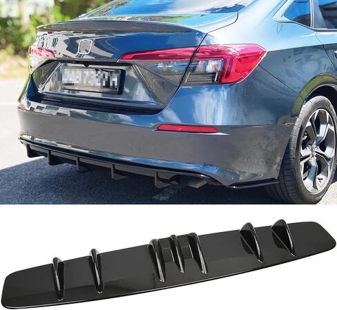 33" Car Rear Bumper Lip, Universal Rear Diffuser Shark Fin Style Bumper, Wing Spoiler Splitter Spoiler, Compatible with Honda Civic Accord Volkswagen VW Jetta Audi A3 Ford Explorer Chrysler in Kuwait