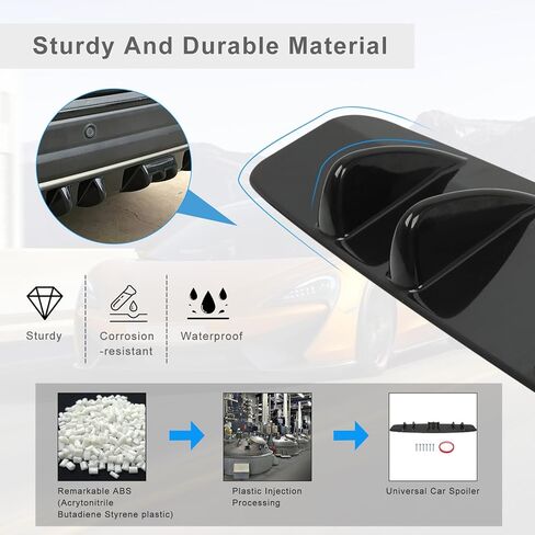 33" Car Rear Bumper Lip, Universal Rear Diffuser Shark Fin Style Bumper, Wing Spoiler Splitter Spoiler, Compatible with Honda Civic Accord Volkswagen VW Jetta Audi A3 Ford Explorer Chrysler in Kuwait