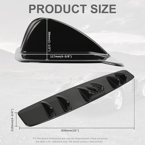 33" Car Rear Bumper Lip, Universal Rear Diffuser Shark Fin Style Bumper, Wing Spoiler Splitter Spoiler, Compatible with Honda Civic Accord Volkswagen VW Jetta Audi A3 Ford Explorer Chrysler in Kuwait