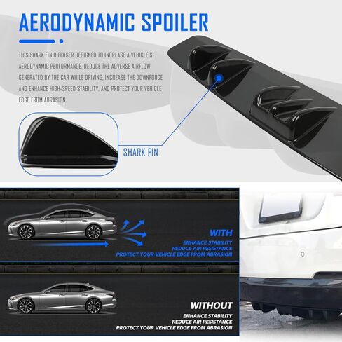 33" Car Rear Bumper Lip, Universal Rear Diffuser Shark Fin Style Bumper, Wing Spoiler Splitter Spoiler, Compatible with Honda Civic Accord Volkswagen VW Jetta Audi A3 Ford Explorer Chrysler in Kuwait