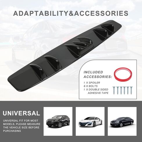33" Car Rear Bumper Lip, Universal Rear Diffuser Shark Fin Style Bumper, Wing Spoiler Splitter Spoiler, Compatible with Honda Civic Accord Volkswagen VW Jetta Audi A3 Ford Explorer Chrysler in Kuwait