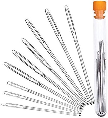 Stainless Steel Large Eye Sewing Needles, Easy to Use, 9 Needles with Bottle, for Crafting, Embroidery, Darning, Quilting in Saudi Arabia