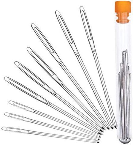 Stainless Steel Large Eye Sewing Needles, Easy to Use, 9 Needles with Bottle, for Crafting, Embroidery, Darning, Quilting in Saudi Arabia