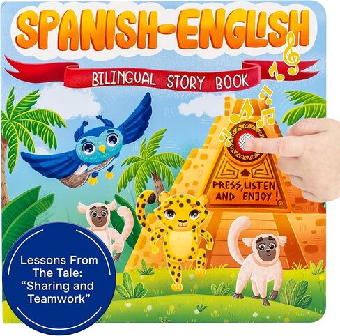 Bilingual Baby Books Spanish & English - Nursery Rhyme Books for Babies and Toddlers with Sound: Great Book to Learn Spanish for Kids, Award Winning Bilingual Sound Books Learning Toys by GUFINO in Kuwait