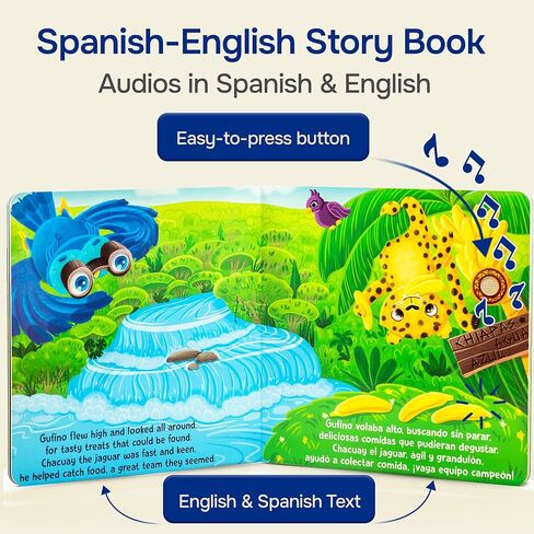 Bilingual Baby Books Spanish & English - Nursery Rhyme Books for Babies and Toddlers with Sound: Great Book to Learn Spanish for Kids, Award Winning Bilingual Sound Books Learning Toys by GUFINO in Kuwait