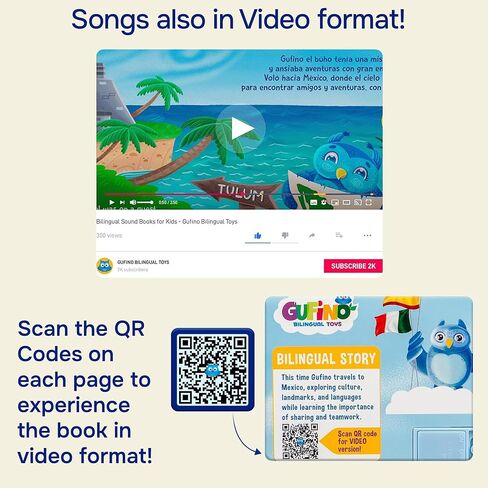 Bilingual Baby Books Spanish & English - Nursery Rhyme Books for Babies and Toddlers with Sound: Great Book to Learn Spanish for Kids, Award Winning Bilingual Sound Books Learning Toys by GUFINO in Kuwait