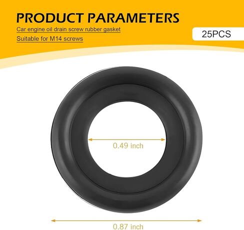 25 PCS M14 Oil Drain Plug Gasket, Rubber Crush Washer Seal, OEM #F5TZ-6734-BA 097-139 5066453 72907 20453, Compatible with Ford Lincoln Mercury Escape (Black) in Kuwait
