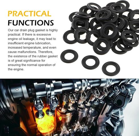 25 PCS M14 Oil Drain Plug Gasket, Rubber Crush Washer Seal, OEM #F5TZ-6734-BA 097-139 5066453 72907 20453, Compatible with Ford Lincoln Mercury Escape (Black) in Kuwait