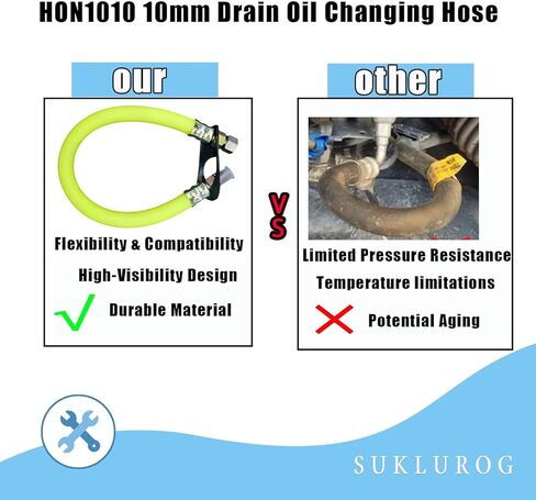 خرطوم تغيير زيت التصريف الأخضر الفلوريسنت 10 مم HON1010 متوافق مع محركات سلسلة Hon-da GX110، GX120، GX160، GX200 in Kuwait