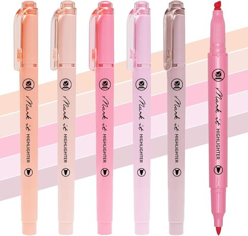 Pink Highlighters, 5 Pack Aesthetic Bible Highlighters No Bleed, Pastel Highlighter Assorted Colors, Cute Highlighter Dual Tip For Journaling Supplies, Bible Study And School Accessories in Saudi Arabia