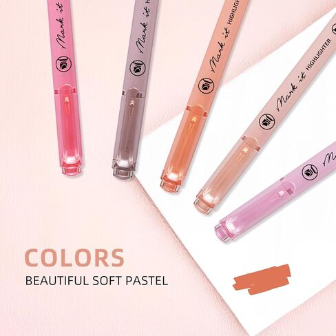 Pink Highlighters, 5 Pack Aesthetic Bible Highlighters No Bleed, Pastel Highlighter Assorted Colors, Cute Highlighter Dual Tip For Journaling Supplies, Bible Study And School Accessories in Saudi Arabia