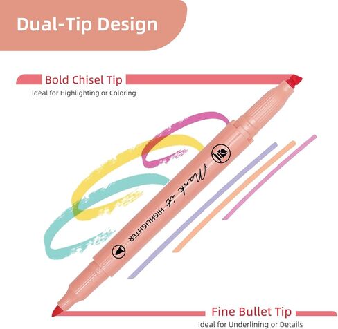 Pink Highlighters, 5 Pack Aesthetic Bible Highlighters No Bleed, Pastel Highlighter Assorted Colors, Cute Highlighter Dual Tip For Journaling Supplies, Bible Study And School Accessories in Saudi Arabia
