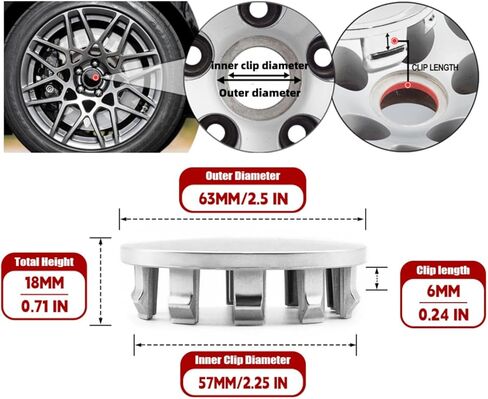 Forten Kingdom 4PCS Custom 63mm 2.5 Inch Custom Glossy Black Plastic Car Hub Wheel Center Caps Fit for Dodge Ram 1500 Wheels 2019-2022 6KF18TRMAA in Kuwait