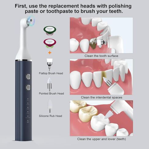 Heartyfly Dental Tools, Electric Tooth Polisher & Manual Teeth Cleaning Kit for Cleaning and Polishing of Tooth, 2 in 1 Dental Tools Kit for Complete Dental Care in Kuwait