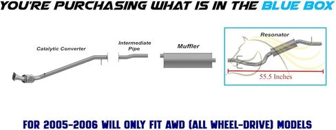 Northeastern Exhaust | Stainless Steel Resonator Assembly Compatible for 2005-2007 Saturn Relay 3.5L 3.9L AWD | Free Clamp and Hangers Included | Automotive Replacement Part in Saudi Arabia