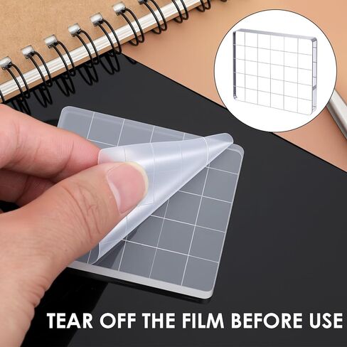 6Pcs Acrylic Blocks for Stamping, Acrylic Stamp Blocks, Clear Stamping Tools Set with Grid Lines for Scrapbooking DIY Crafts Card Making, Assorted Sizes in Saudi Arabia