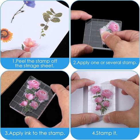 6Pcs Acrylic Blocks for Stamping, Acrylic Stamp Blocks, Clear Stamping Tools Set with Grid Lines for Scrapbooking DIY Crafts Card Making, Assorted Sizes in Saudi Arabia