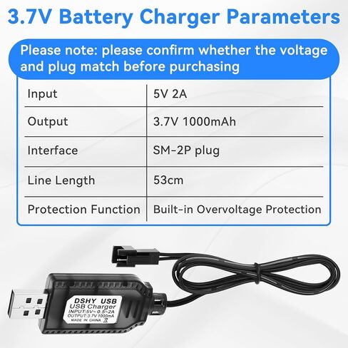 2Pcs 3.7V Battery Charger USB with JST SM-2P Plug Connector lipo Battery Charger 3.7v USB RC Stunt Car Boat Trucks Etc in Saudi Arabia