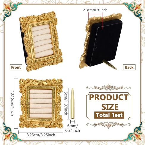 FINGERINSPIRE Vintage Ring Holder 4x3.2x0.9inch Rectangle Jewelry Rings Display Frame 5 Slots Gold Resin Frame Stand with Antique White Cloth Lining for Ring Jewelry Organizer Photography Supply in Saudi Arabia