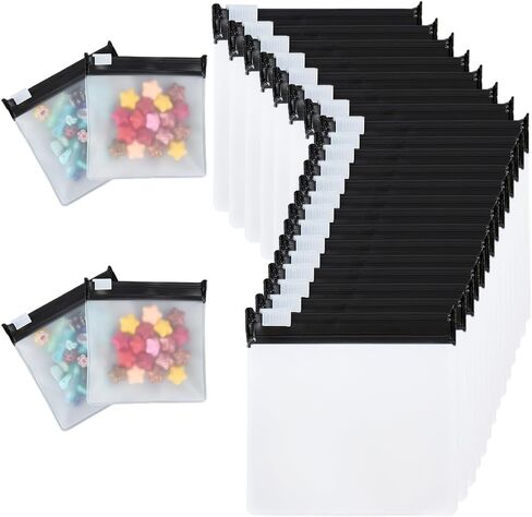 40Pcs 3 x 3 Inch Jewelry Storage Self Sealing Bags Zipper Pill Pouches Small Anti Tarnish Clear EVA Zip Lock Jewelry Pouch for Travel Pill Organizer Earrings Rings Necklaces Watches Black in Saudi Arabia