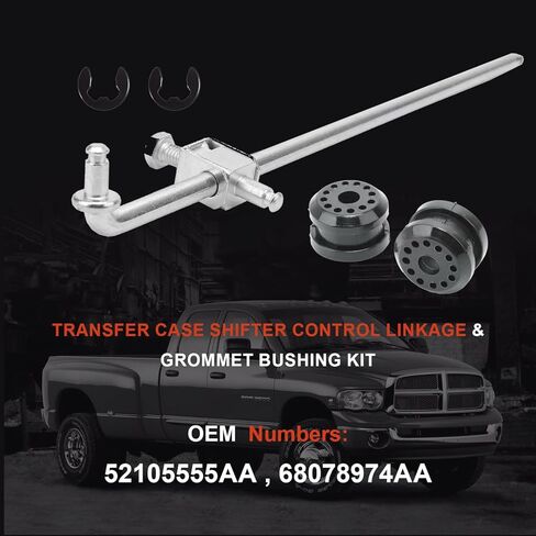 52105555AA ذراع التحكم في ناقل الحركة مع مشبكين + 68078974AA مجموعة البطانات لوصلة النقل المتوافقة مع طرازات دودج رام 1500 2500 3500 2002 2003 2004 2005 4x4 in Kuwait