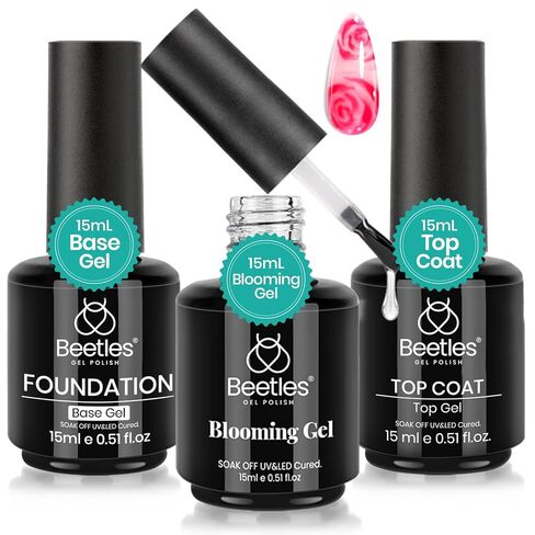 Beetles 2 Pcs 15ml No Wipe Gel Top Coat and Base Coat Set - Shine Finish and Long Lasting, Soak Off LED Nail Lamp Gel Base Top Coat Finish Nail Art Design Manicure Gifts for Women in Kuwait