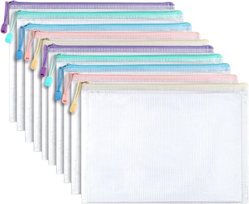 10pcs A4 Zippered Document Bags, Transparent Waterproof Storage Pouches in Saudi Arabia