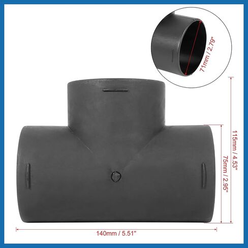 75mm Car Heater Warm 3 Way Air Ducting Pipe T Shape Outlet Connector Black Plastic Item Replacement in Saudi Arabia