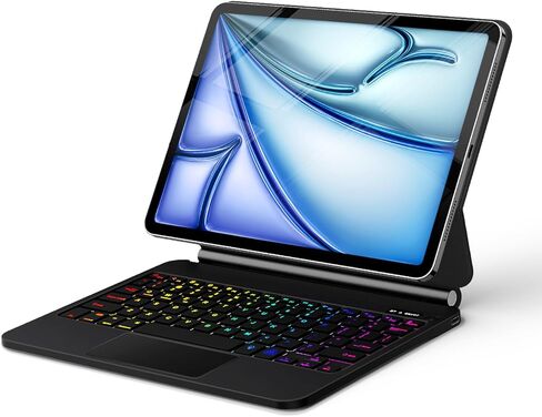 حافظة لوحة مفاتيح لجهاز iPad 10.2 الجيل التاسع/الثامن/السابع، حافظة iPad لاسلكية بإضاءة خلفية 7 ألوان قابلة للإزالة مع حامل أقلام - حافظة iPad الجيل التاسع/الثامن/السابع مع لوحة مفاتيح، in Saudi Arabia