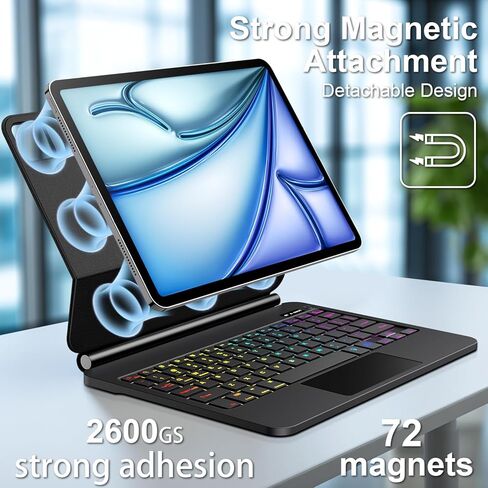 حافظة لوحة مفاتيح لجهاز iPad 10.2 الجيل التاسع/الثامن/السابع، حافظة iPad لاسلكية بإضاءة خلفية 7 ألوان قابلة للإزالة مع حامل أقلام - حافظة iPad الجيل التاسع/الثامن/السابع مع لوحة مفاتيح، in Saudi Arabia