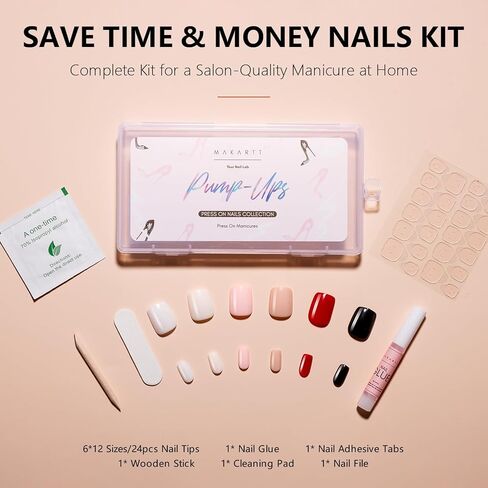 Makartt Nail Glue with Glue Remover Kit, Super Strong Nail Glue 7ML for Acrylic Nails Press On Nails,10ML Glue Off Fake Nails, Remover for Super Glue, Nail Polish Easy Application Nail Art Supplies in Kuwait
