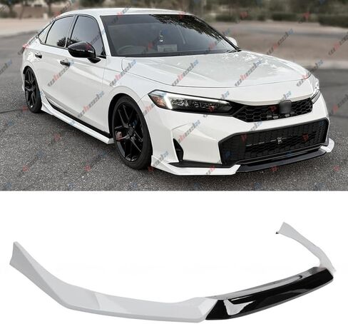 الشفة الأمامية متوافقة مع Honda Civic Sedan & Hatchback 2025 2026، طقم الجسم الفاصل لسد الهواء الأمامي (أسود لامع + أبيض) in Kuwait