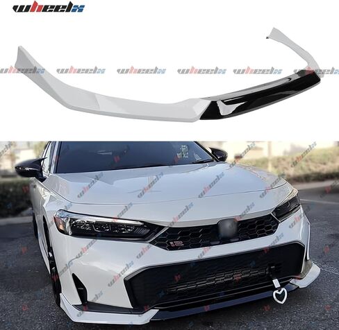 الشفة الأمامية متوافقة مع Honda Civic Sedan & Hatchback 2025 2026، طقم الجسم الفاصل لسد الهواء الأمامي (أسود لامع + أبيض) in Kuwait